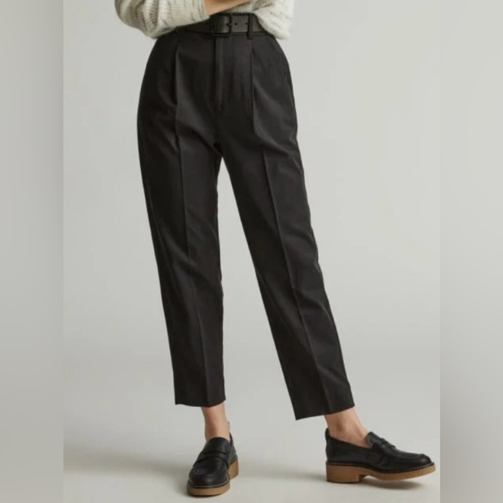 Everlane The Draper TENCEL WAY-high taper trousers in black.